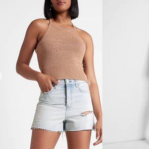 NWT Express Super High Rise Mom Shorts Women's Size 8 Light Blue Denim